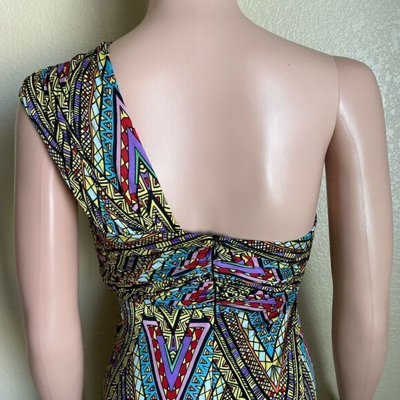 Mara Hoffman Sweetheart Neckline One Shoulder Gown Geometric Color Block Size XS - Picture 7 of 11